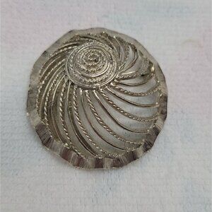 Vintage Signed "ART" Arthur Pepper Spiral Silver-Tone Brooch Pin 2 Inches